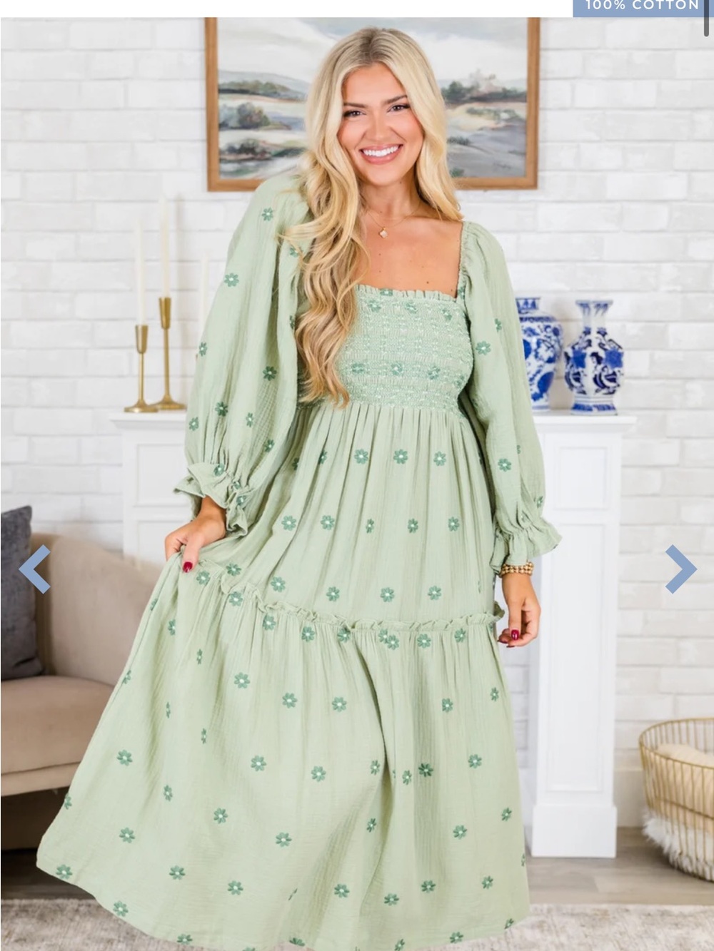 Chic Soul Sage Green Smocked Maxi Dress